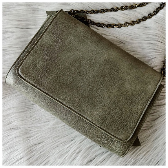 Anthro | Bella Bow Clutch Vegan Leather Moss NEW - Picture 7 of 9